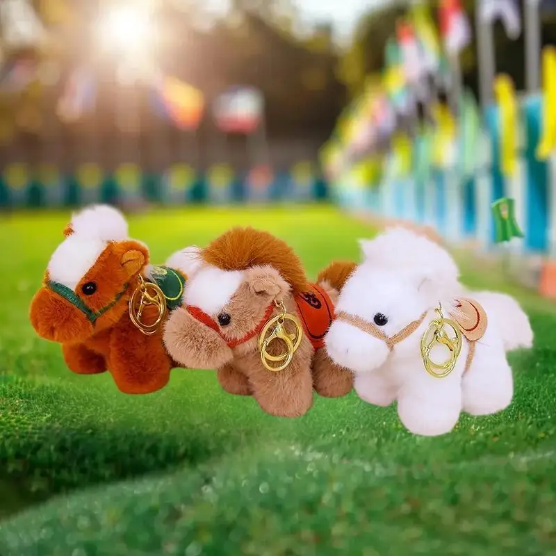 귀여운 조디악 말 열쇠고리 플러시 장난감 카와이 인형 가방 펜던트 장식 백팩 걸이 새해 선물