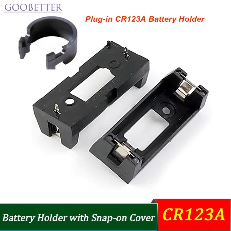 2pcs CR123A Battery Holder for CR123A/16340/LIR123A with Snap-on Cover, PCB Mount Spring Contacts DIY Electronics