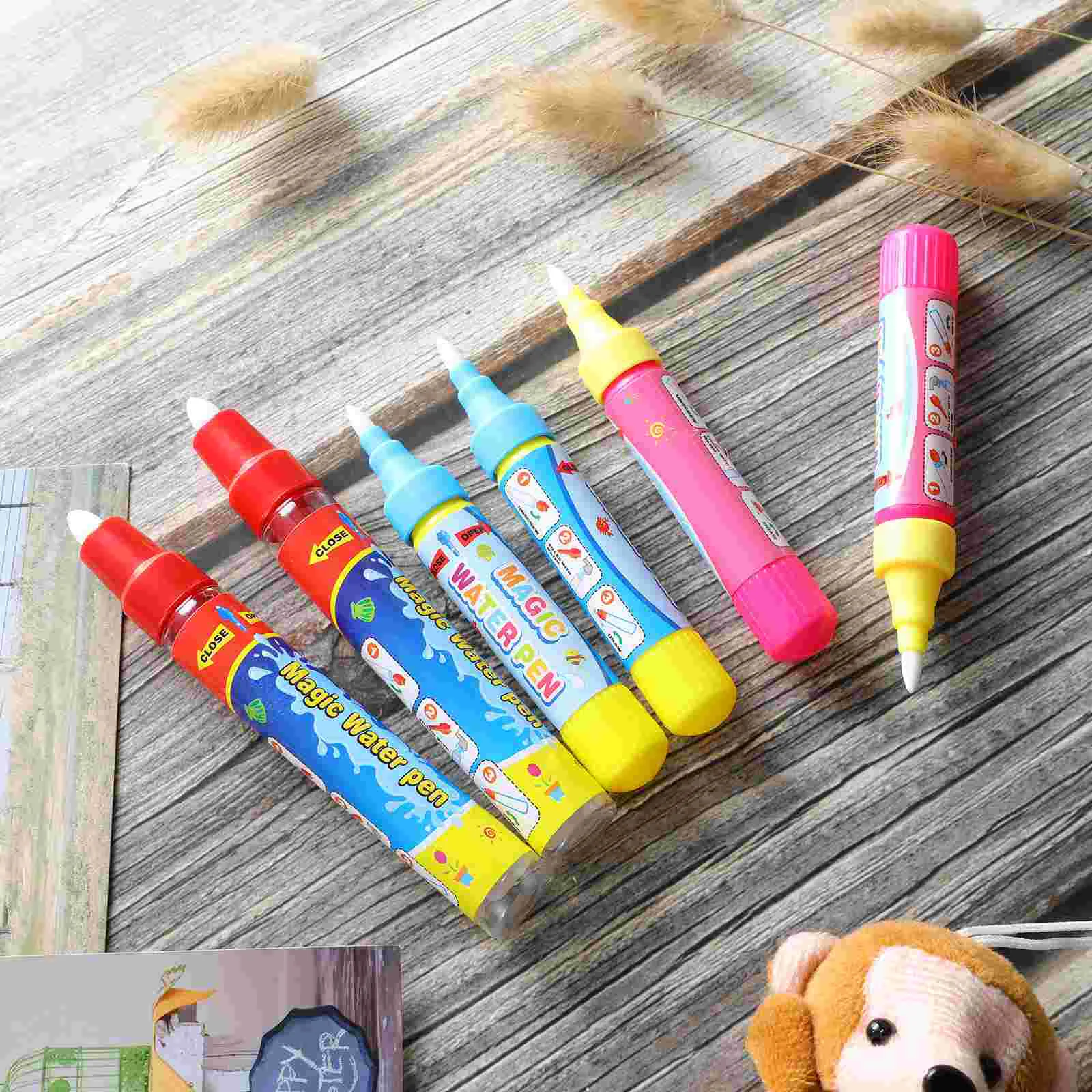 6 uds pincel de agua pluma Doodle pintura bolígrafos de escritura a mano pinceles para niños dibujo Compatible