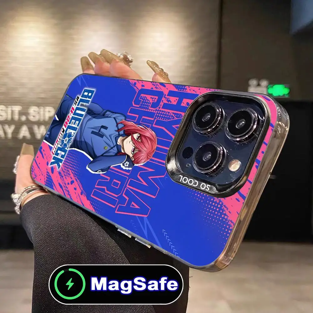 

Чехол для телефона Chigiri Hyoma с синим замком для iPhone 16, 15, 14, 13, 12, 11 Pro Max Plus, полупрозрачный цветной чехол MagSafe для мобильных телефонов