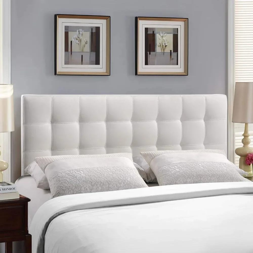 

Lily Tufted Faux Leather Upholstered Full Headboard in White