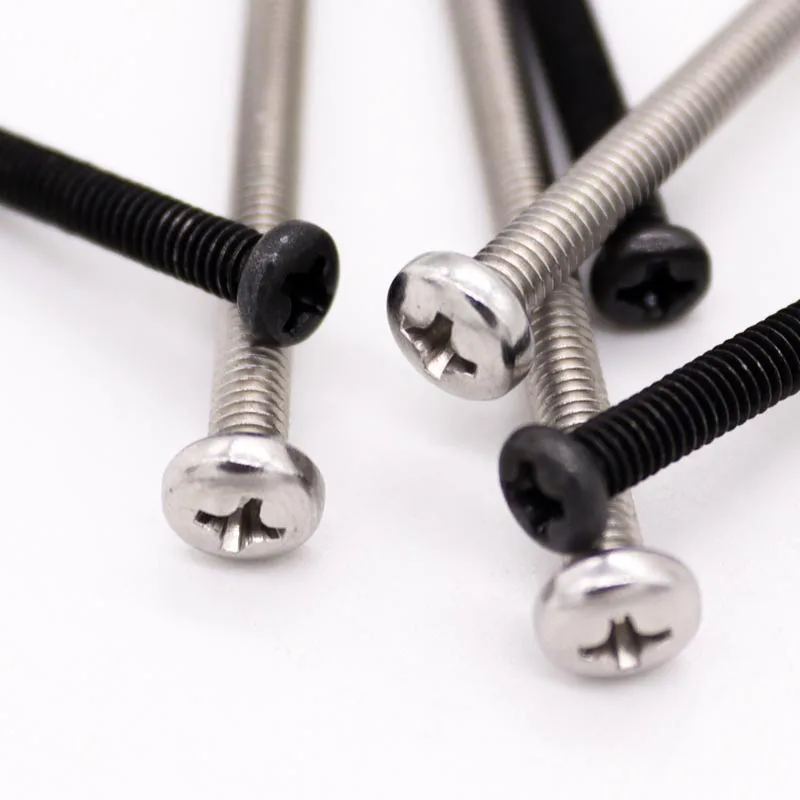 50X M1 M1.2 M1.4 M1.6 M2 M2.5 M3 M4 Mini Micro Small Light Black A2 304 Stainless Steel Cross Phillips Pan Head Screw Round Bolt