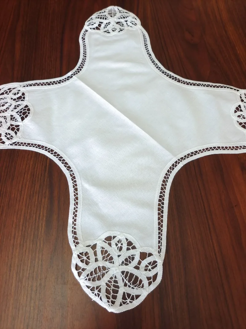 2 قطعة القطن الأبيض اليدوية خليط التطريز 45*45 سنتيمتر سلة الخبز بطانة العجين الملابس المناديل منديل