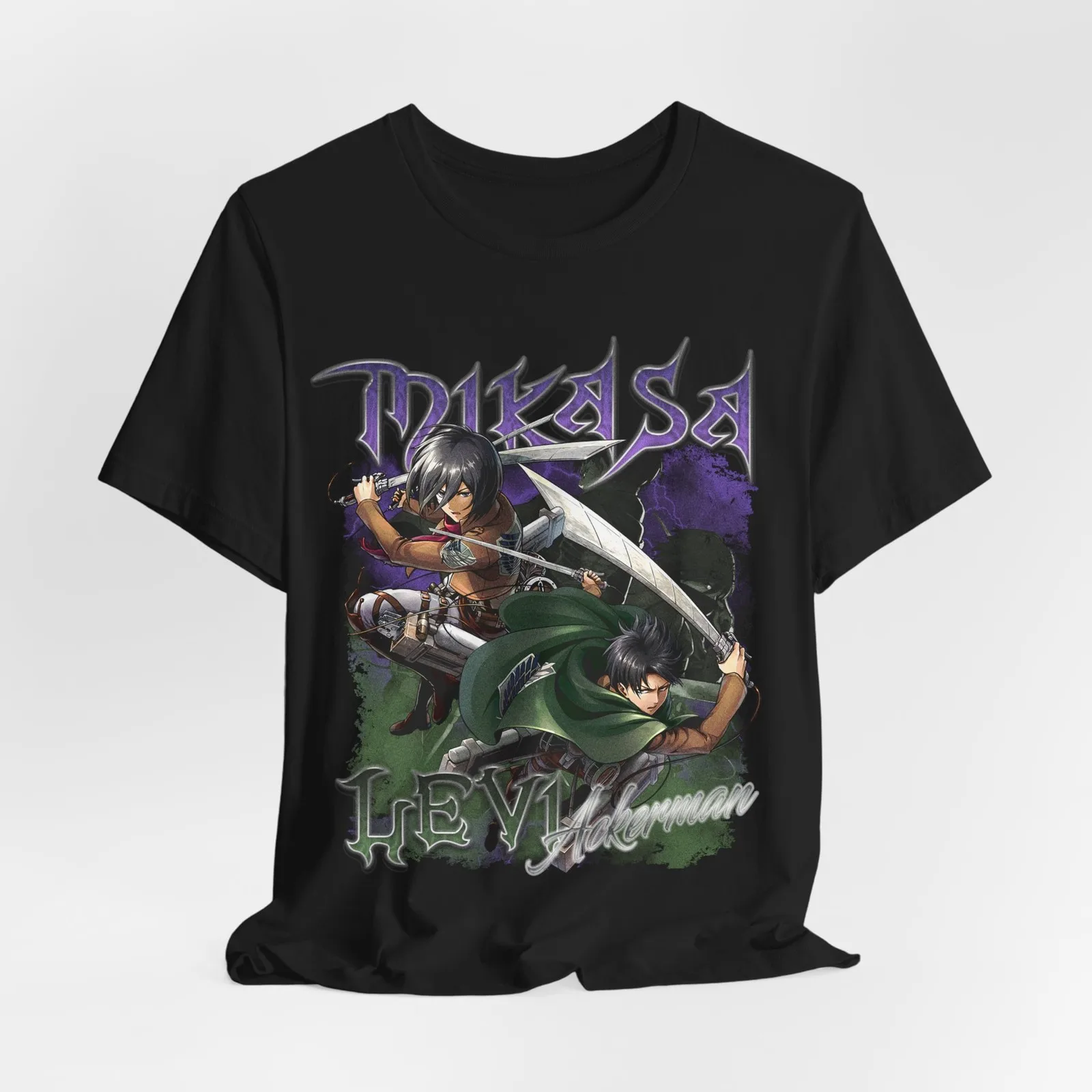 Anime-Inspired Unisex Jersey T-Shirt - Attack on Titan, Mikasa, Levi, [...]