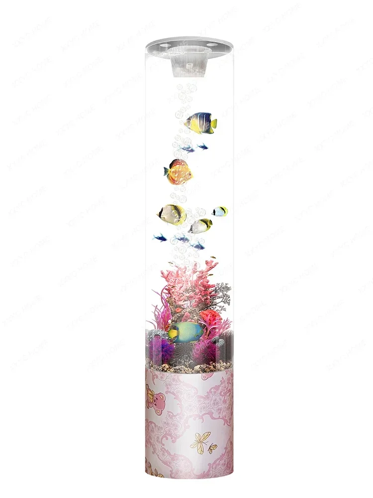 Acrylic Cylindrical Fish Tank Living Room TV Cabinet Vertical Floor Fish Tank Medium-Sized Ductless Fish Tank