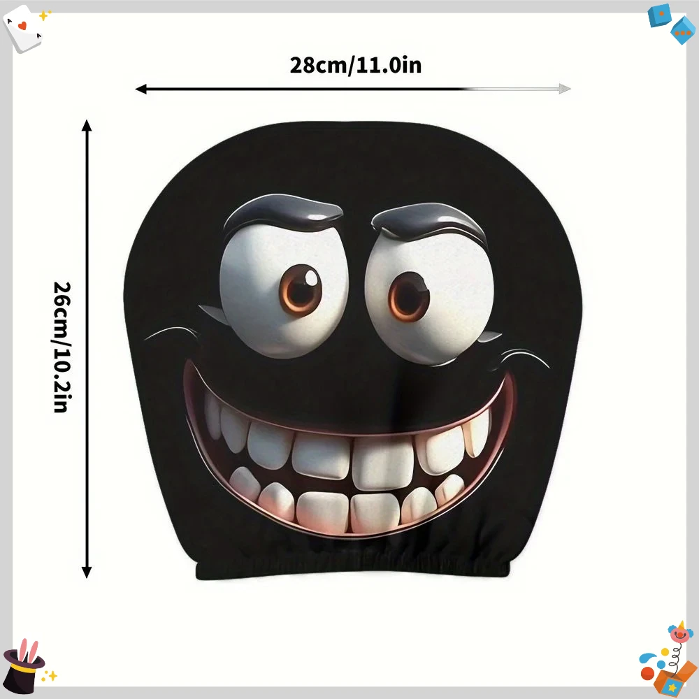 2 قطعة وجه مبتسم مطبوعة سيارة المخدة لينة مريحة غطاء الوسادة الزخرفية السيارات مسند الرأس بالمقعد قابل للغسل البوليستر النسيج #4