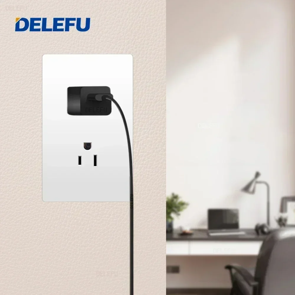 DELEFU Flame Retardant White PC Panel Mexico Standard Type C Fast Charging US Socket 124*76mm Wall Socket Switch