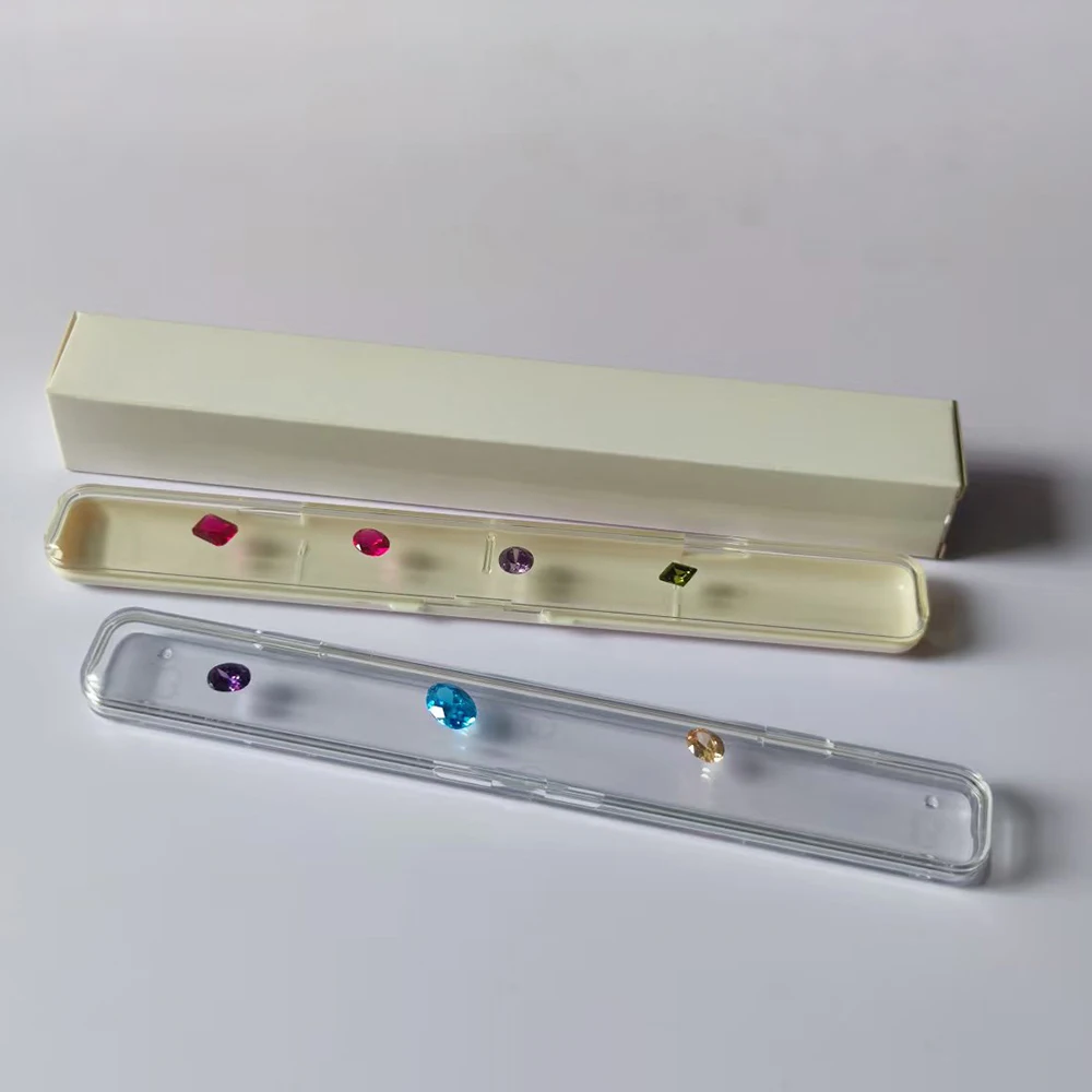 2Pcs Long Loose Diamond Jewelry Storage Box Floating Stone Display Case Gemstone Zircon GIA  Packaging Box Bracelet Design Tray
