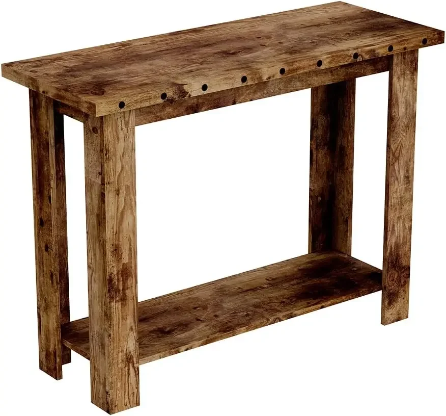 

Brown Entryway Console Sofa Couch Table/Accent Wall Table-39 Long Reclaimed Wood with 1 Shelf,15 in x 39 in x 30 in