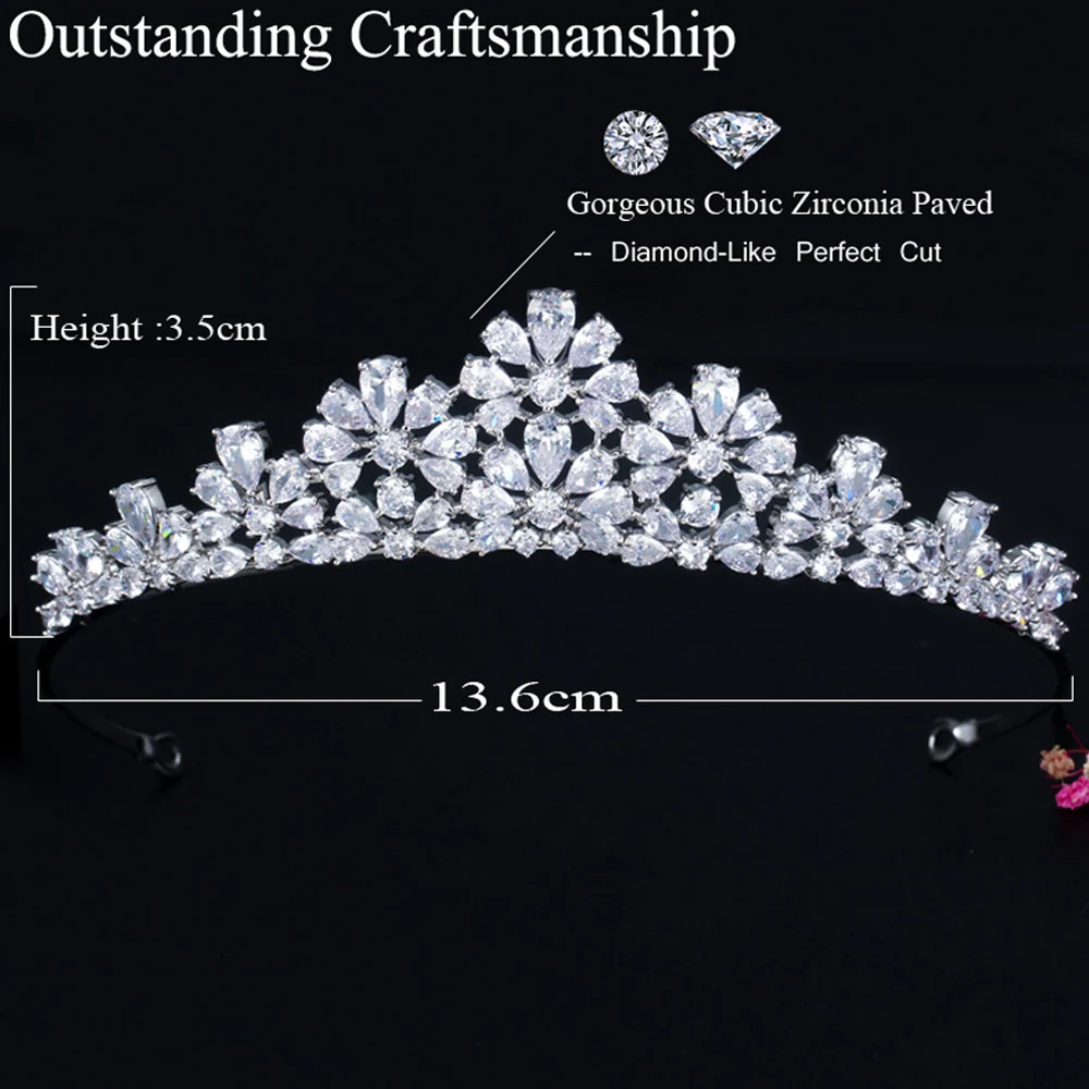 ThreeGraces Shiny Cubic Zirconia Flower Shape Wedding Crown Tiara High Quality Bridal Hair Accessories Headband Jewelry HA038