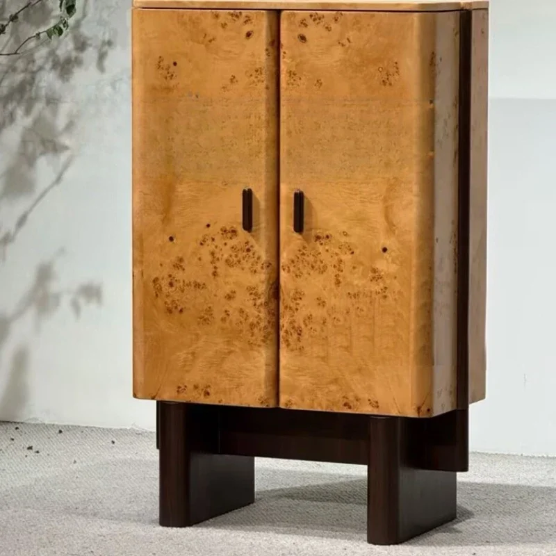 Medieval French solid wood dining side cabinet household porch locker tree tumor art designer