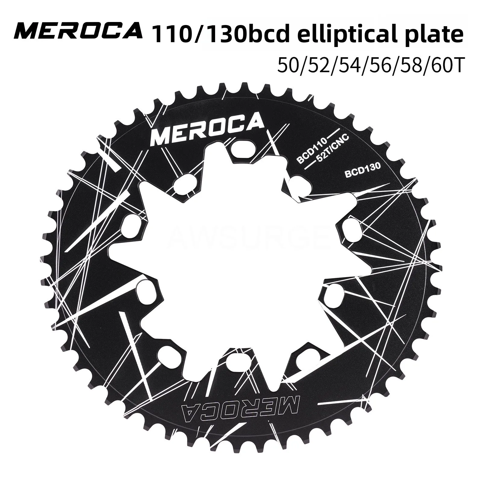 Folding Bicycle Oval Disc 130/110BCD Road Bicycle Shared Tooth Disc 52/54/60 Tooth Disc Chainwheel