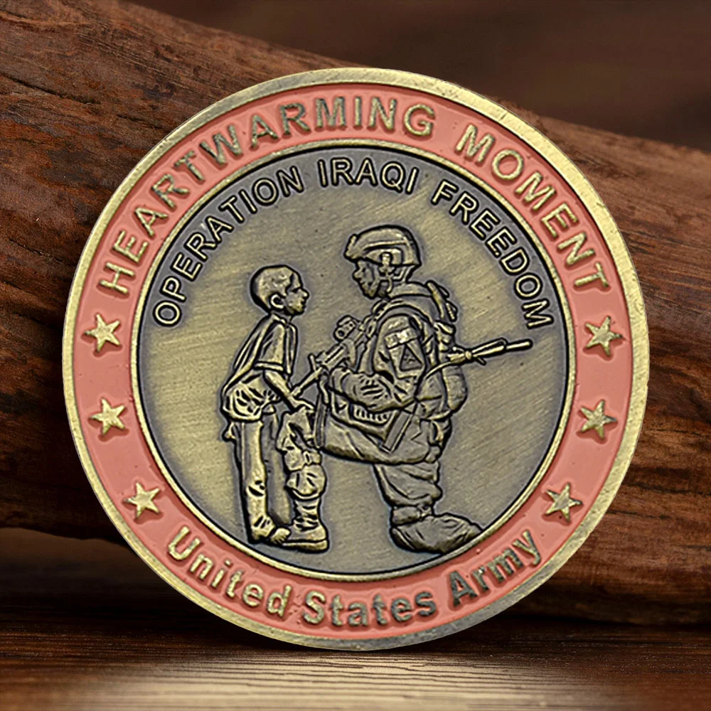 US Army Operation Iraqi Freedom Collectible Coin Copper Plated Pray for Us Saint George Souvenir Coins