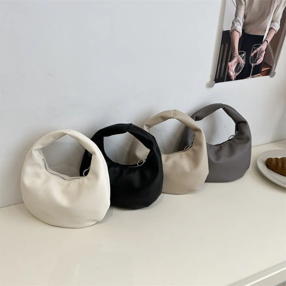 

Casual Solid Color Clutch Bags Pu Leather Small Tote Bag Women Commute Handbags Party