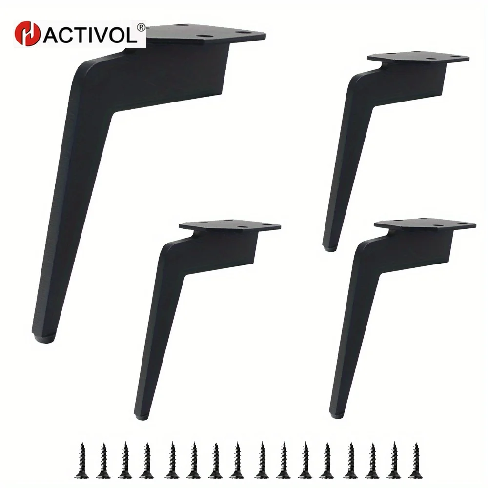 

17cm Thickened Solid Furniture Legs Metal Sofa TV Cabinet Support Feet Black Heavy-duty Knife Legs Use for Bedside Coffee Table