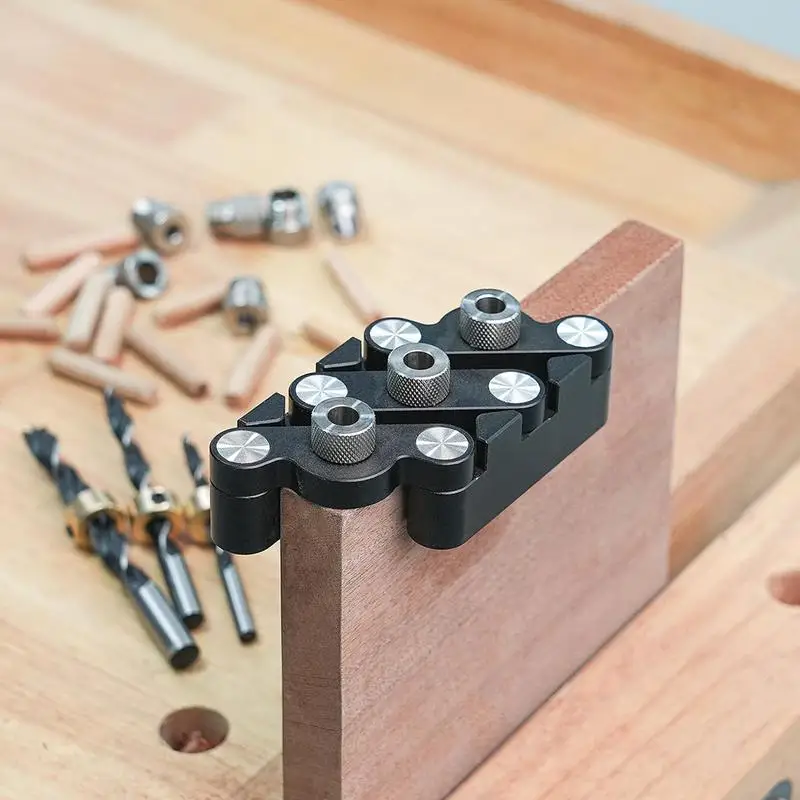 Wood Dowel Hole Drill Guide Multipurpose Self-Centering Dowel Jig Kit Precise Hole Punch Locator Portable Woodwork Tool For