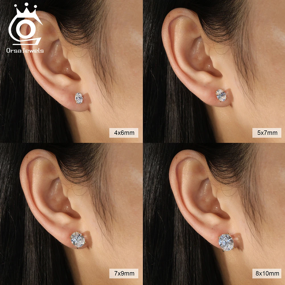 ORSA JEWELS Daily 0.5-3CT Moissanite Studs Earrings for Women S925 Silver D Color VVS Bride Wedding Diamond Studs Ear GRA SMOE02 - Image 5