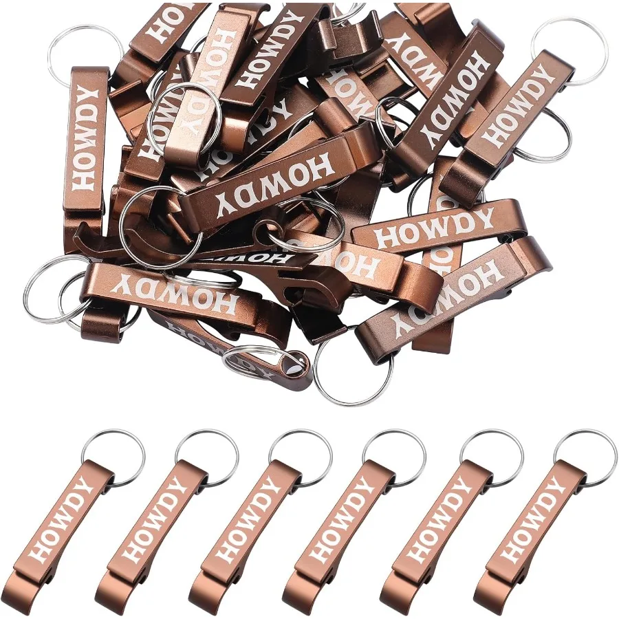 

30 Pcs Western Cowboy Party Favors Howdy Metal Bottle Opener Keychain Bulk Western Cowgirl Theme Favors for Wild West Derby Las