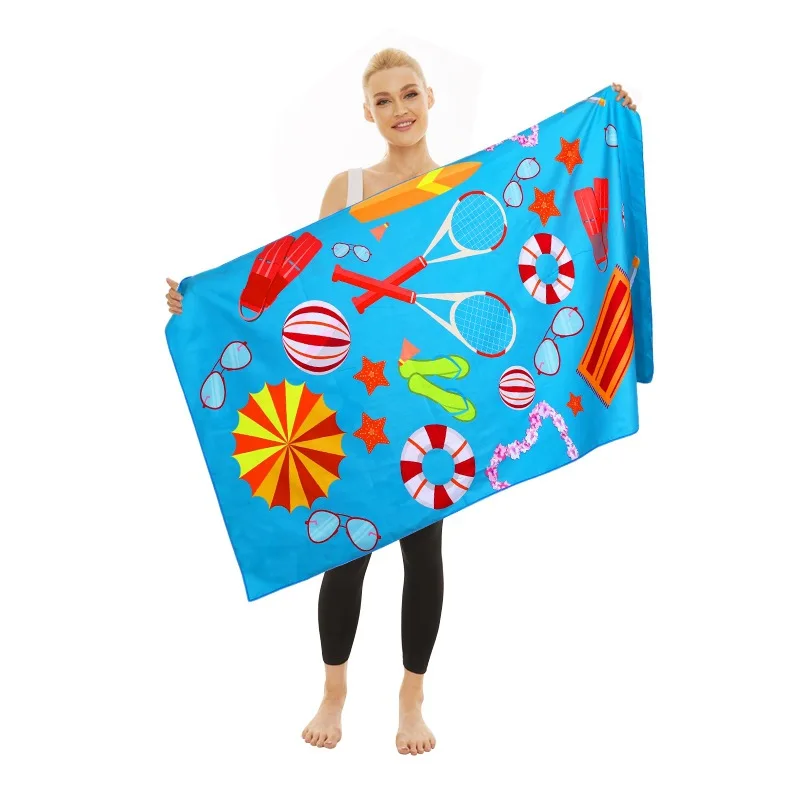 Microfiber Bath Towel Swimming Sport Print Quick Dry Sandless Beach Blanket Soft Comfortable for Men Women Camping Pool Towel