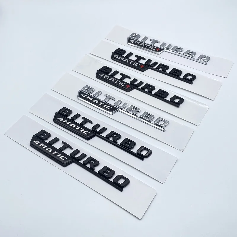 3D Flat Letters Biturbo 4matic 4matic+ Plus ABS Emblem for Mercedes Benz AMG C43 E43 GLE43 GLC43 GLE53 Car Fender Side Sticker