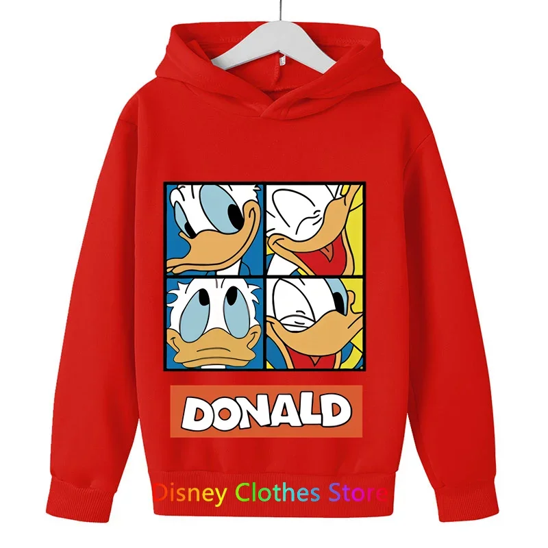 Sweatshirt Children\'s hoodie Cartoon print Mickey Donald Duck Children\'s sportswear Boys Girls hooded crewneck graffiti top