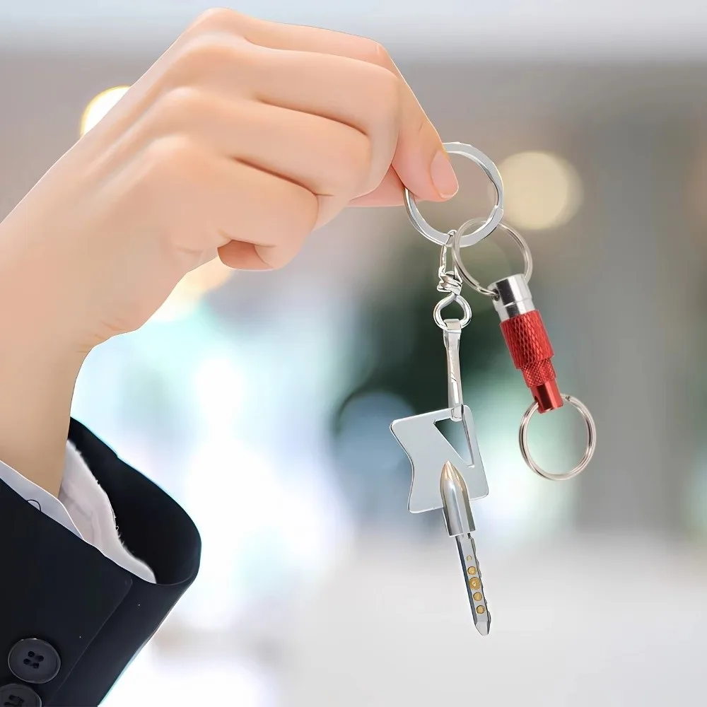 Double Headed Quick Release Keychain 360° Rotation Aluminum Alloy Detachable Keychain Quick Pull Design Mini