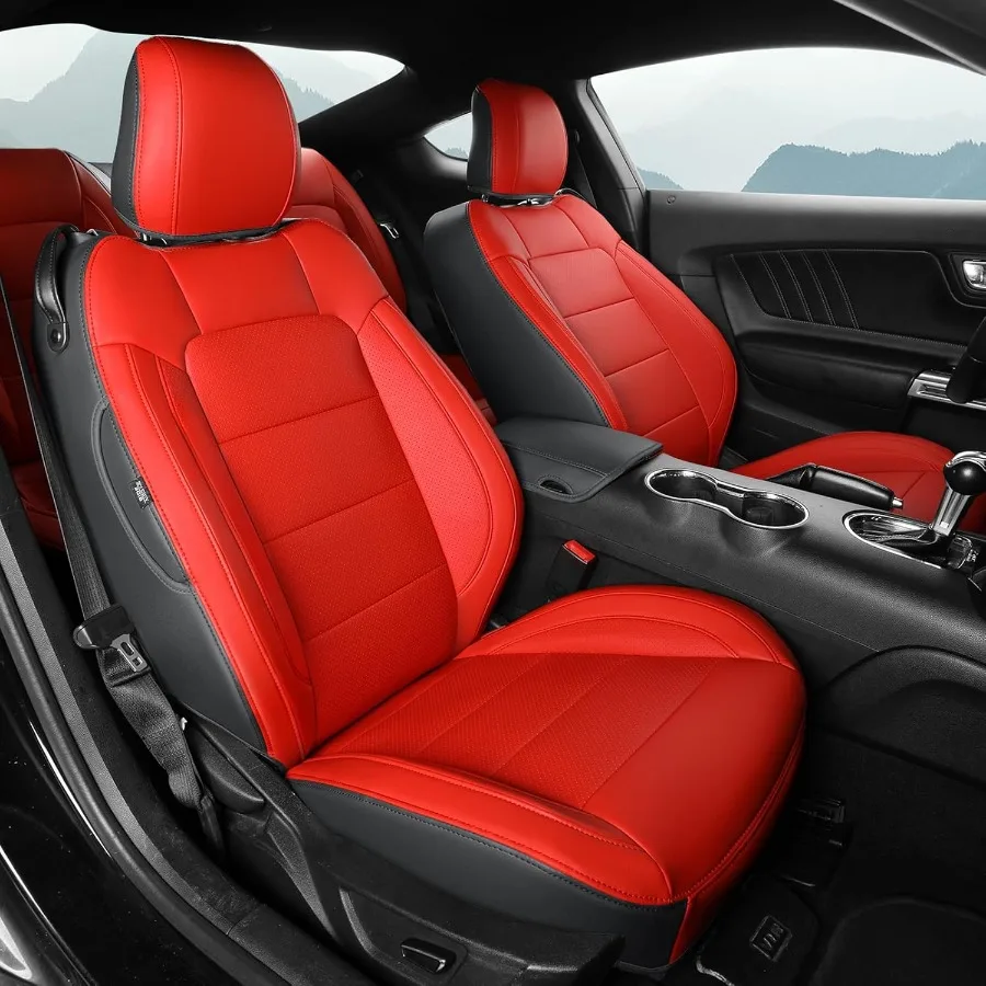

Customized Full Set Car Seat Covers Fit Mustang Coupe Hardtop 2015 2016 2017 2018 2019 2020 2021 2022 2023 2024 2025 Black+Red