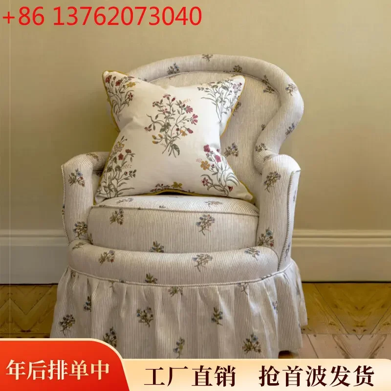 Xx American retro solid wood sofa chair small apartment living room printing leisure chair