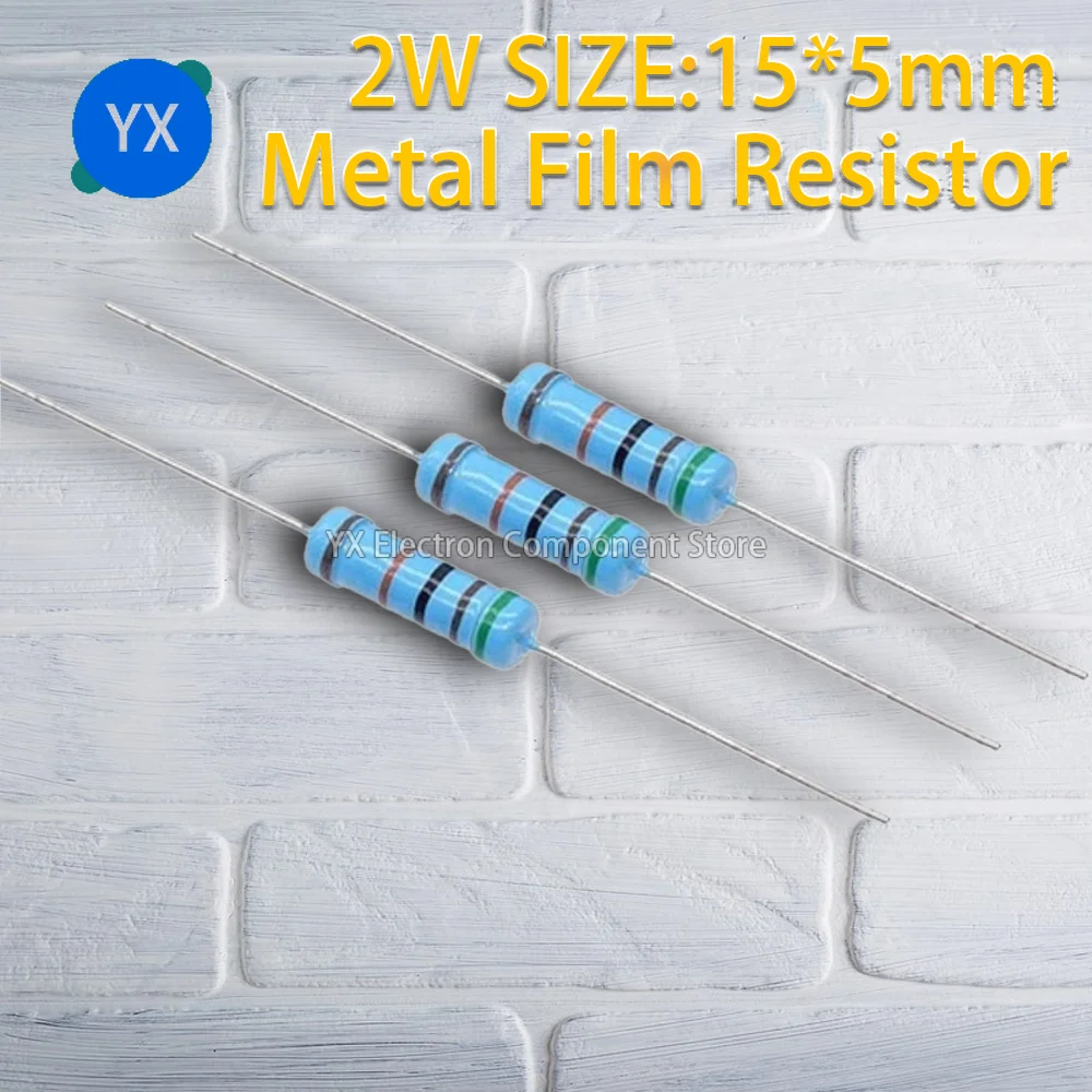 20PCS 2W metal film resistor 1% five-color ring power resistor 0.1R~1M 1R 4.7R 10R 47R 10R0 220R 470R 1K 2.2K 10K 4.7K 100K Ohm