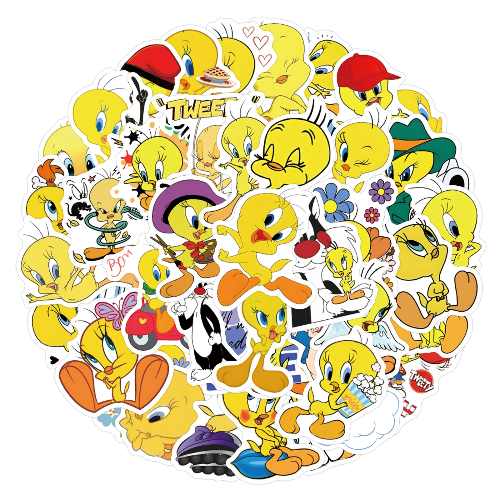 110 pegatinas impermeables de Tweety clásico de dibujos animados para decoración de cuadernos, vasos y ordenadores