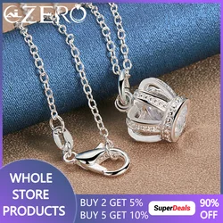 ALIZERO 925 Sterling Silver AAA Zirconia Crown Pendant Necklace With 16-30 Inch Chain For Women Wedding Party Charms Jewelry