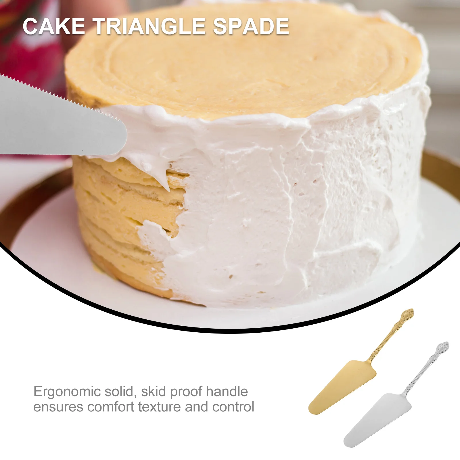 

2Pcs Stainless Steel Cake Spatula Pizza Shovel Kitchen Tool Non-Stick Comfortable Handle Baking Server for Cheese Bread