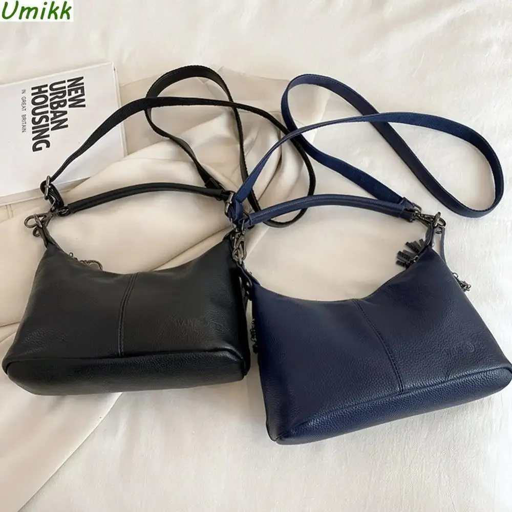 

Women Fashion Shoulder Bag Large Capacity Cowhide Stylish Crossbody Bag Adjustable Strap Retro Armpit Bag for Outdoor Travel