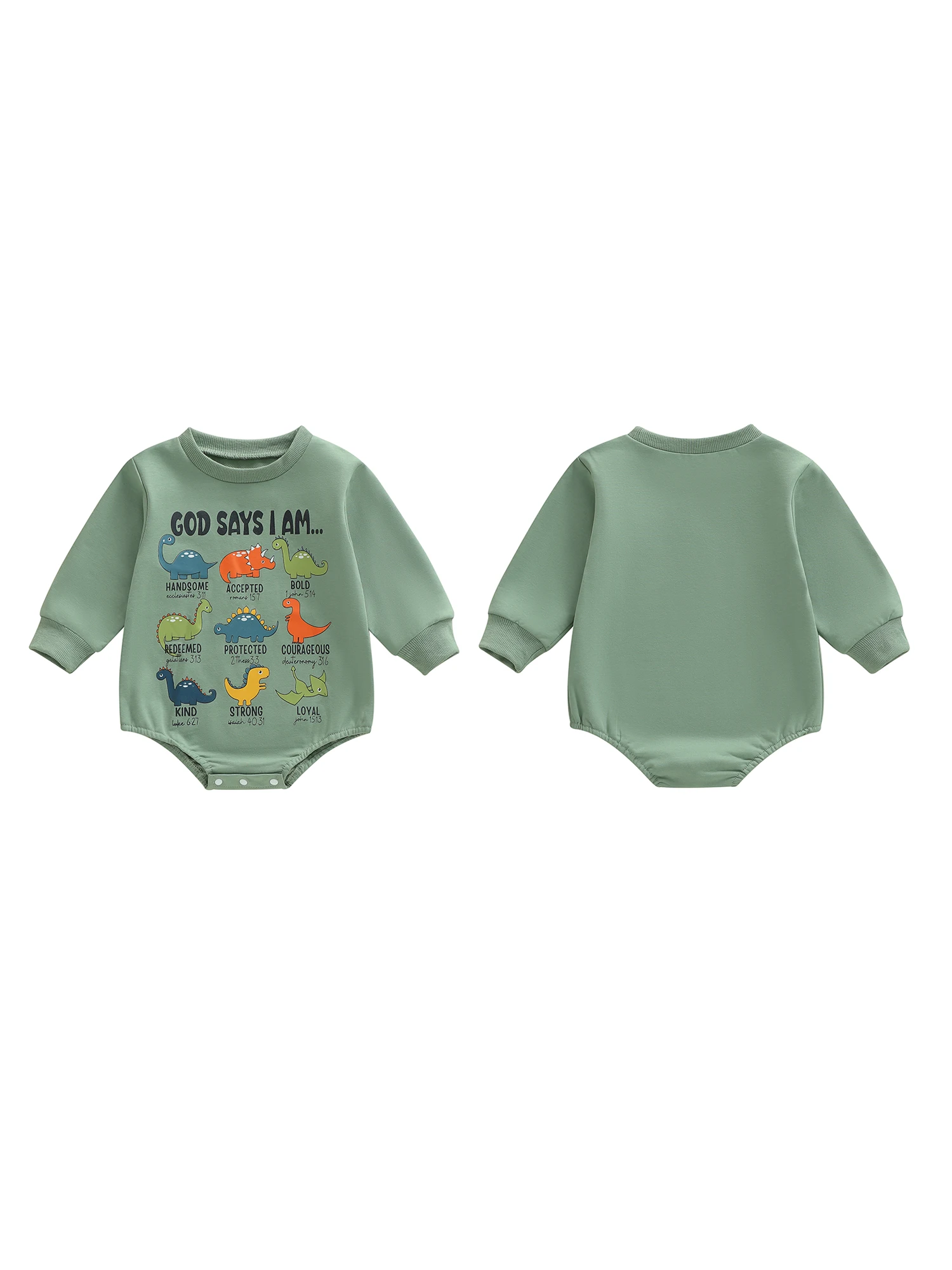 ثوب فضفاض رائع للأطفال الصغار بأكمام طويلة ورقبة دائرية وطباعة حروف مرحة وطباعة ديناصور - بذلة خريف مثالية لك