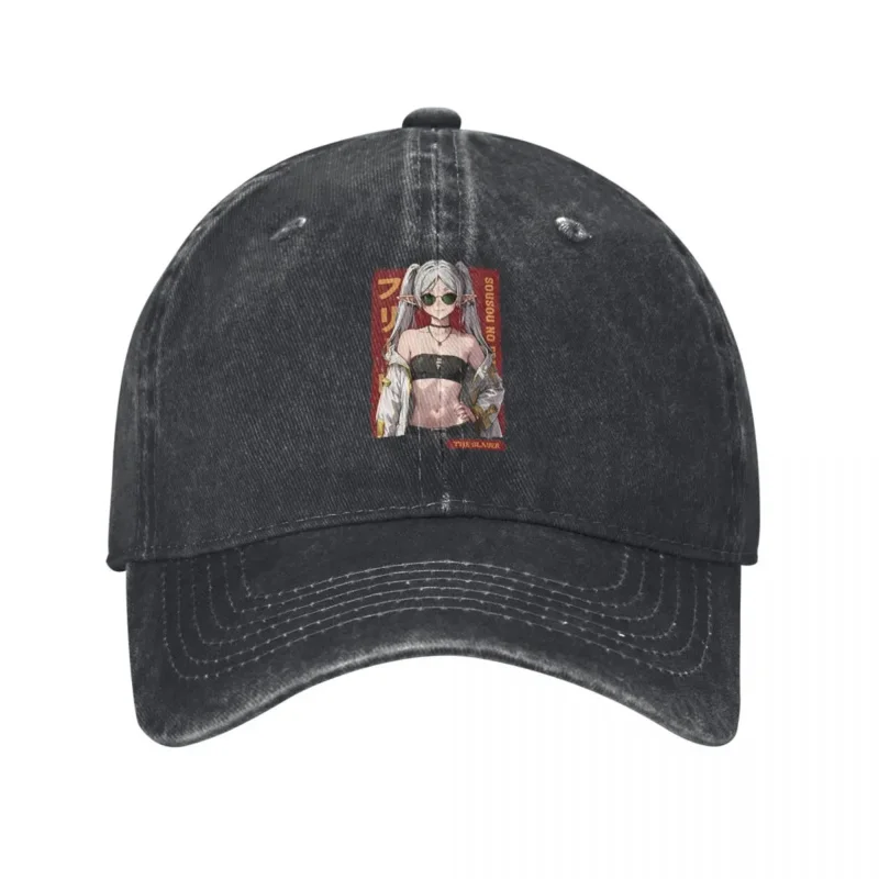 Frieren The Slayer Unisex Baseball Cap Japanese Anime Girl Distressed Denim Washed Caps Hat Outdoor All Seasons Travel Headwear