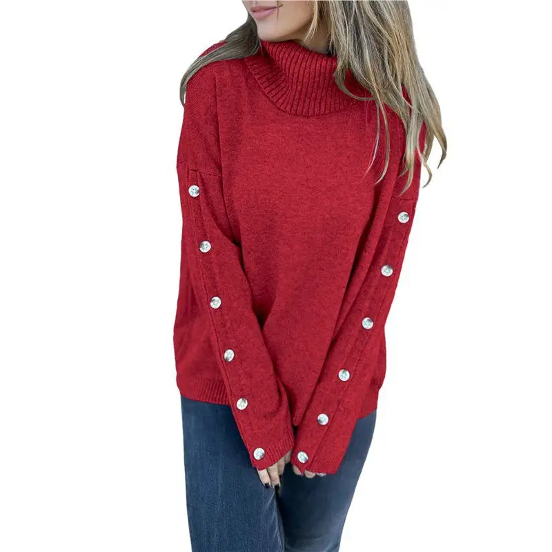 

A24F-Women's Oversized High Neck Chunky Pullover Cowl Neck Long Sleeve Winter Slouchy Loose Knit Sweaters