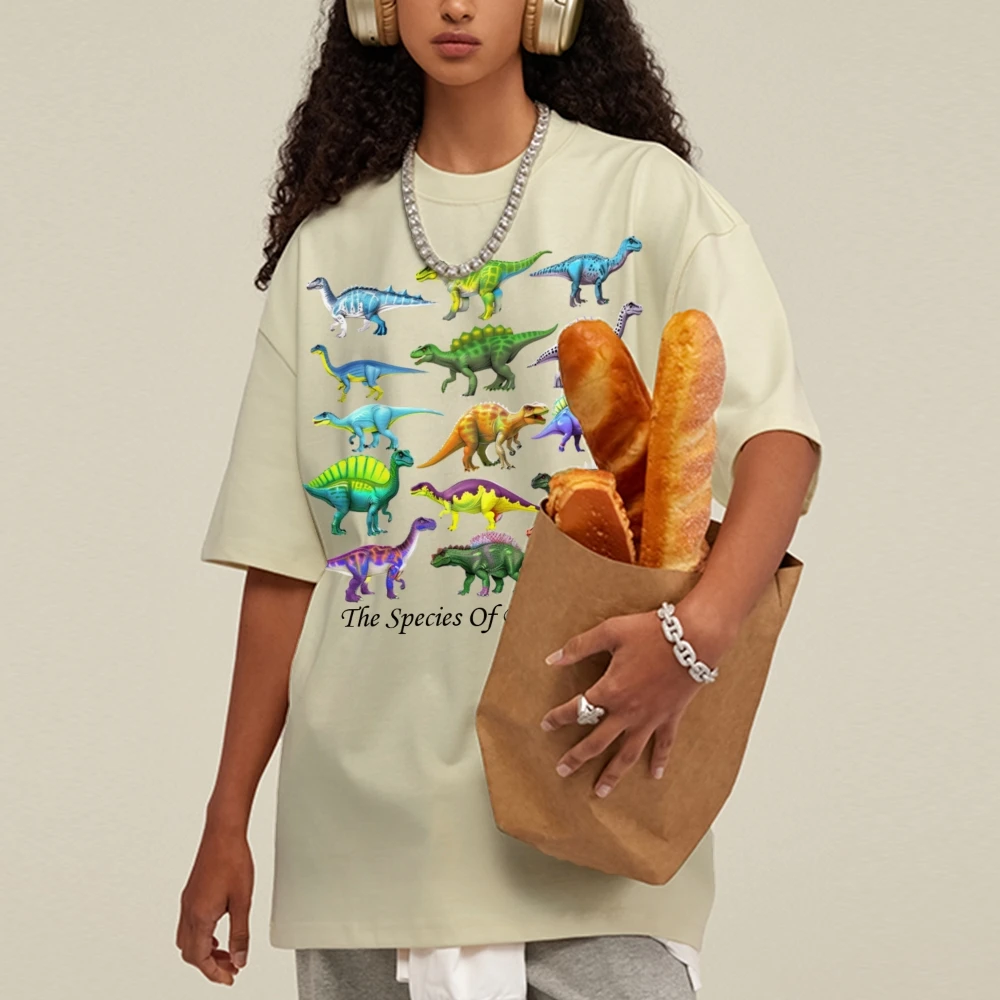 

Ancient Dinosaur Short-Sleeved Shirt Hip Hop Streetwear Women 90s Vintage Washed T-shirts Harajuku Cotton Casual Tops Tees