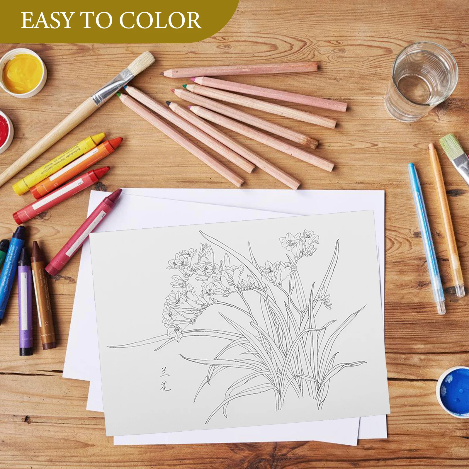 20Pcs Watercolor Line Drawing Paper Coloring Pages Sketch Pad Practical Sheets Art Supplies Vibrant Colors Clear Details