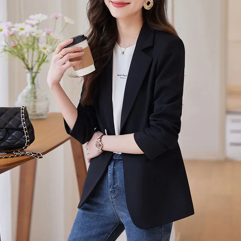 بدلة نسائية بيج ort Jaet ربيع الخريف النسخة الكورية الجديدة الراقية الشعور عادية صغيرة الحجم معطف الشارع Sle #3