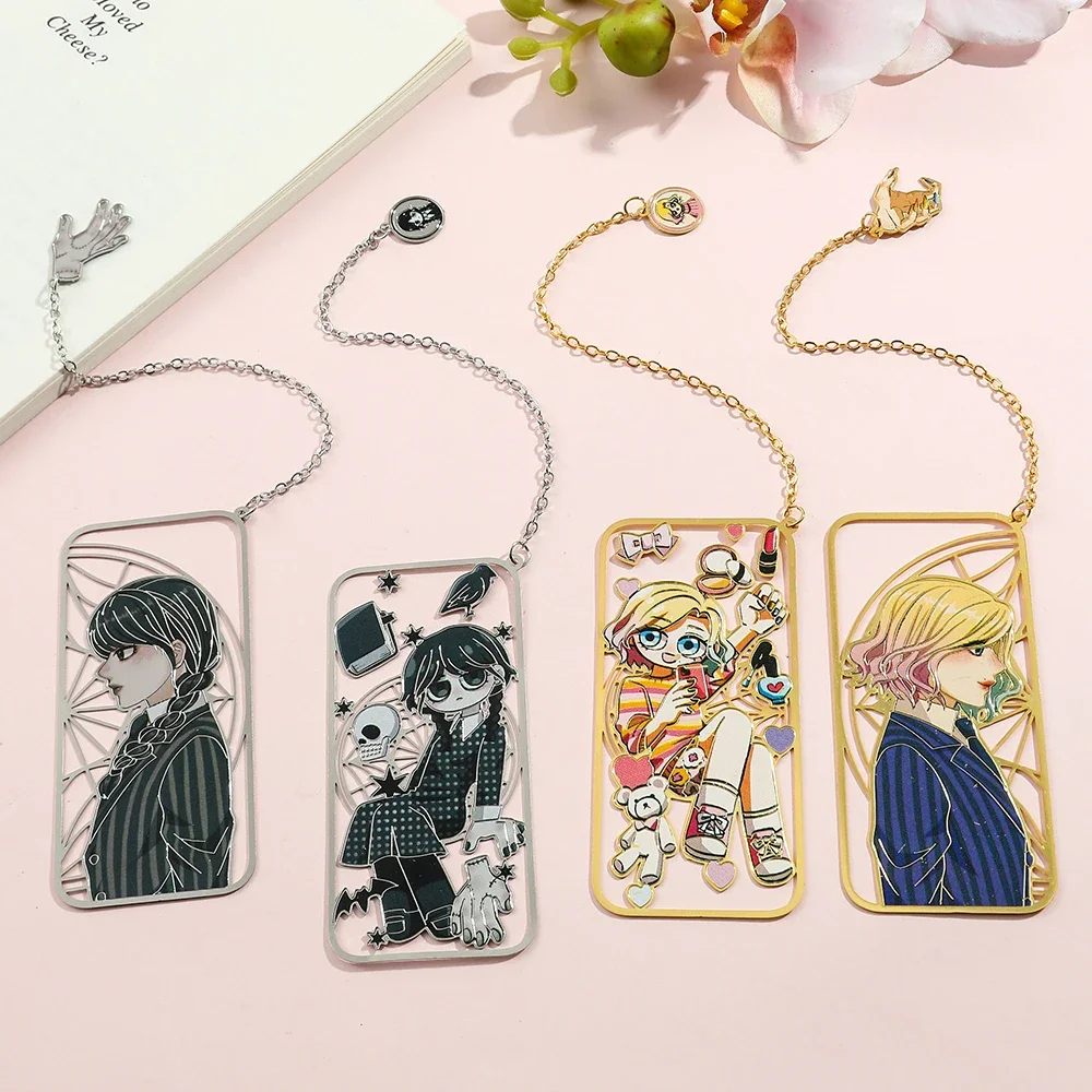 Punk Movie Wednesday Bookmark Peripheral Halloween Reading Page Marker Metal Bookmark Stationery Support Reading Lovers Gift