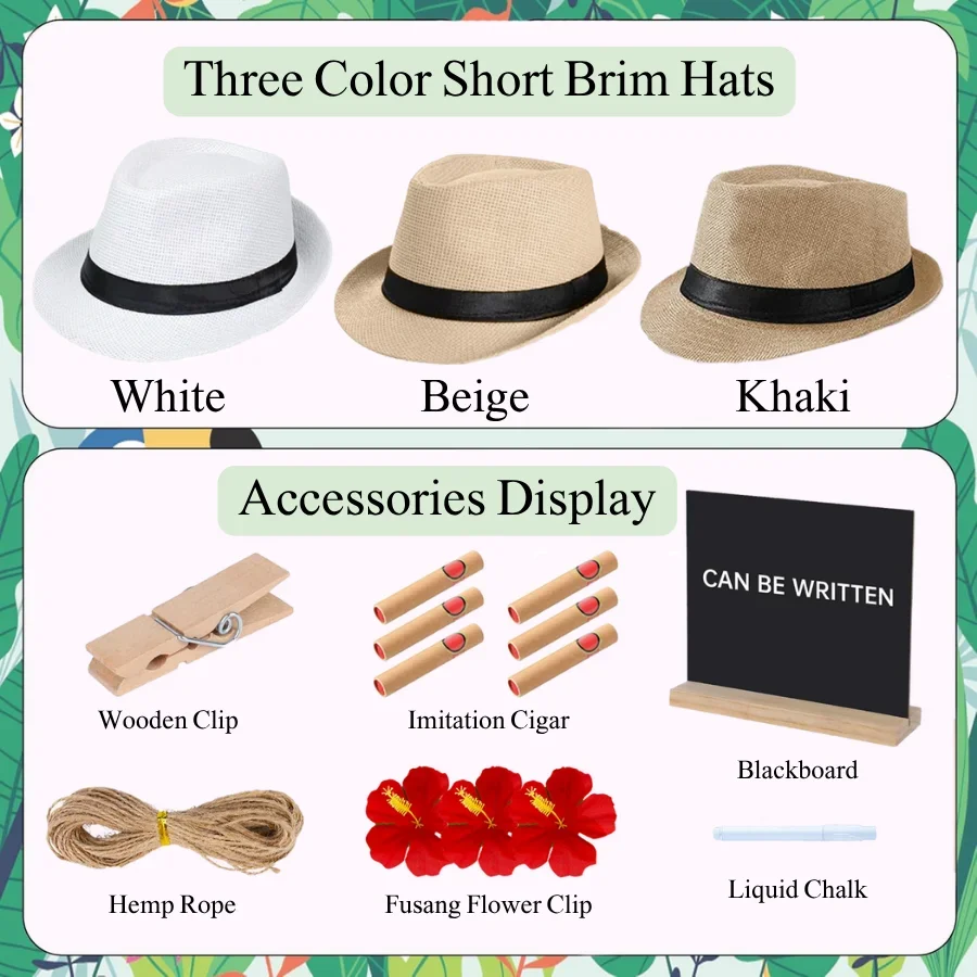 6/12 Sets Cuban Hat Sombreros Luau Party Decor Havana Nights Short Brim Hat for Birthday view 4
