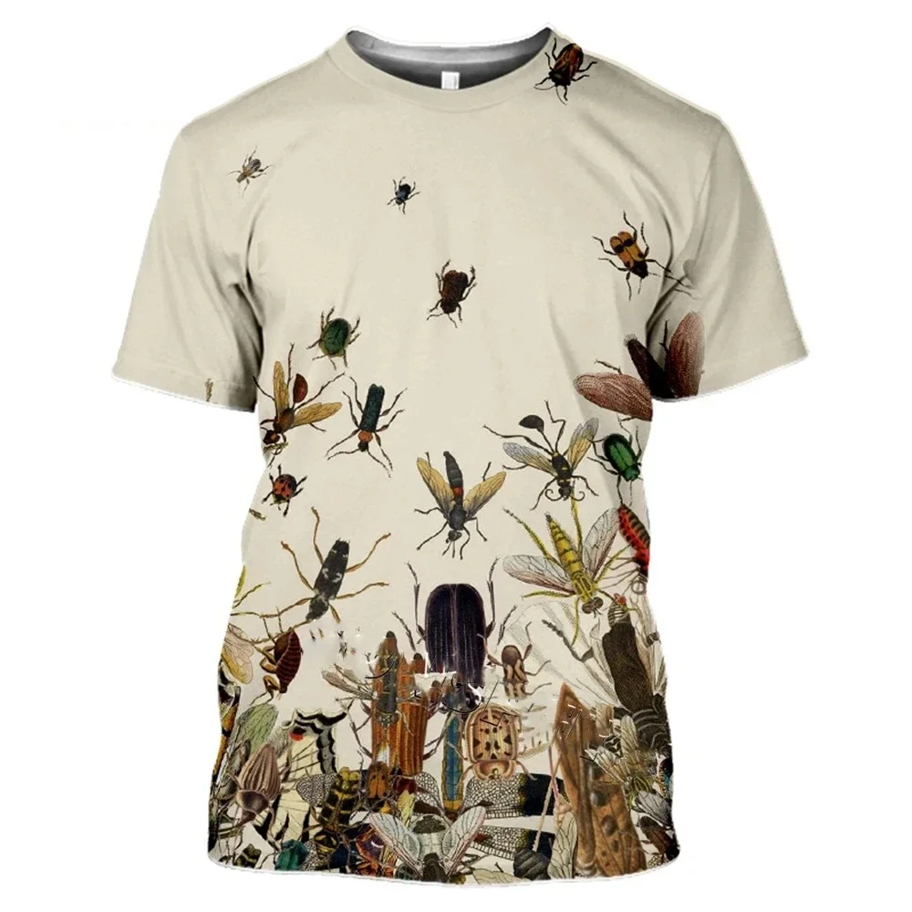 Summer New Variety of Insect Printing O-Neck T-shirt Fashion Street Fashion Elements Short Sleeve Comfortable Top