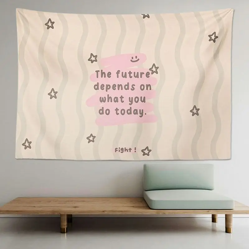 VIKAMA Sweet Whispers Quote Tapestry Uplifting Wall Hanging Inspirational Bedroom Living Room Polyester Aesthetic Decor
