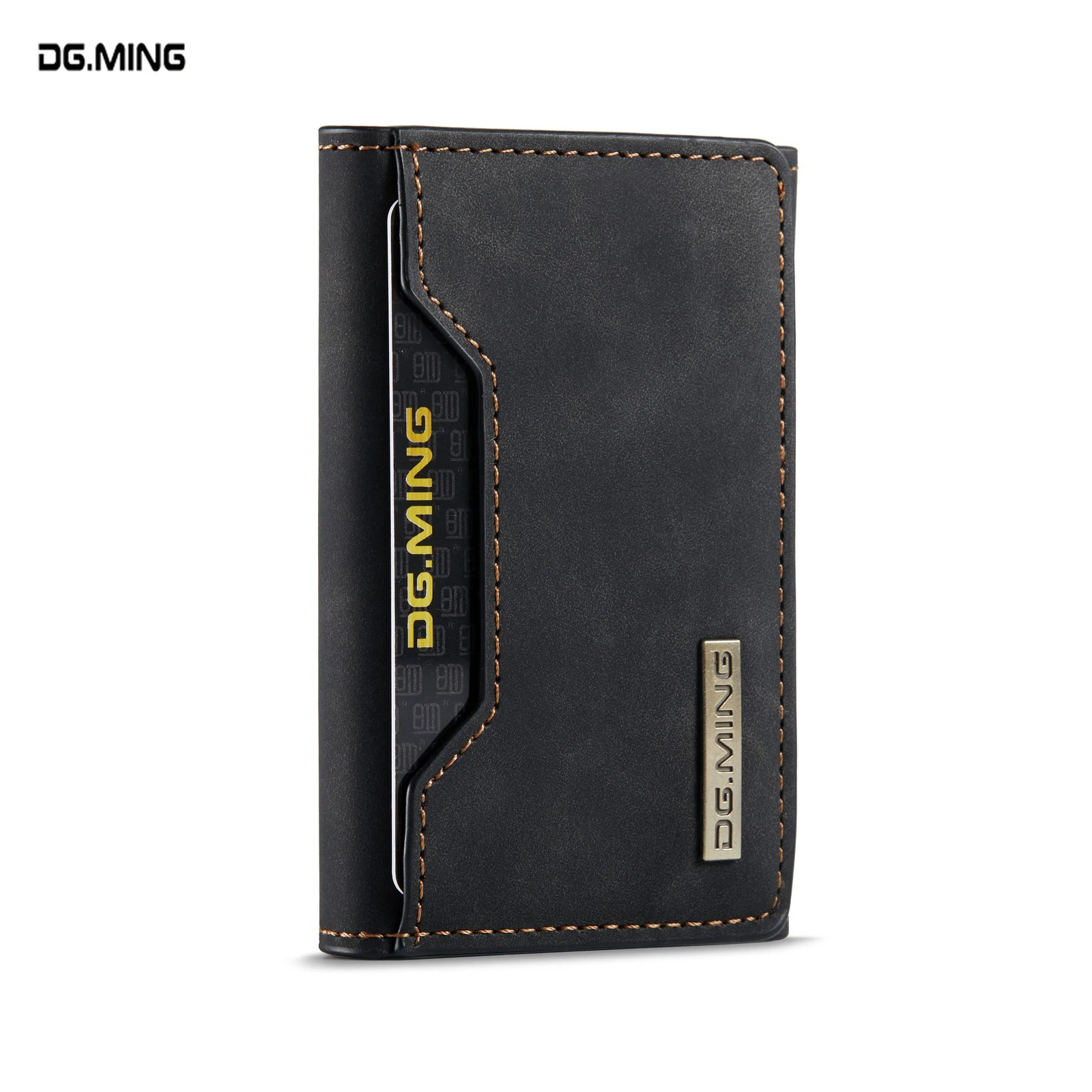 DG.MING-Mini billetera de lujo para hombre y mujer, bolso de mano Delgado, monedero de cuero corto, tarjetero plegable