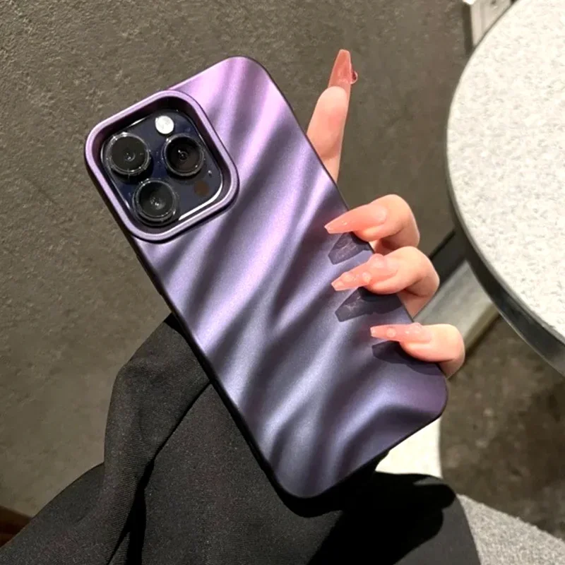 Soft Candy Wavy Pattern Phone Case For iPhone 16 11 12 13 14 15 Pro Max Xs Max XR 7 8 Plus SE 2020 2022 Shockproof Bumper Cover