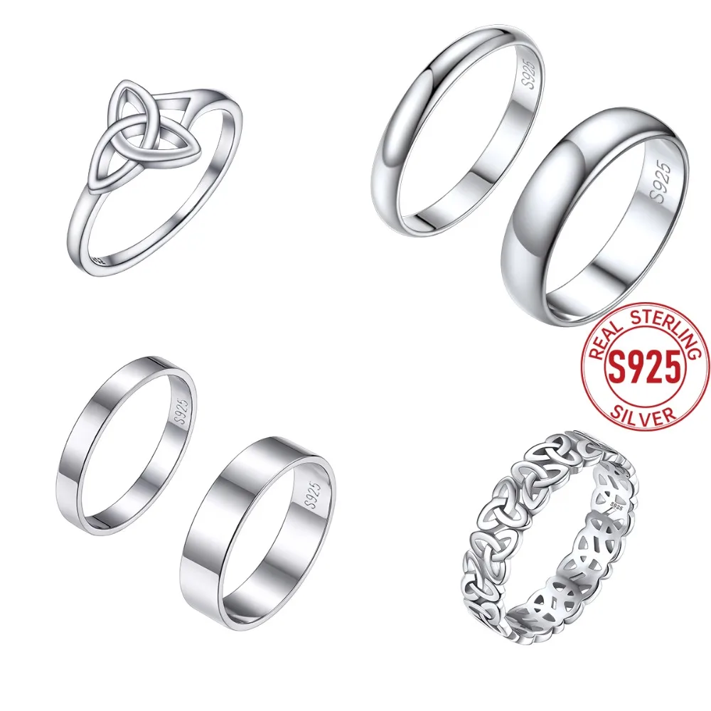 ChainsPro S925 Sterling Silver Nodo Celtico Anelli Eternity per le