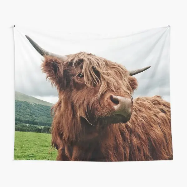 

Funny Highland Cow Tapestry Western Country Animal Bull Cattle Farmhouse Decor Tapestry Wall Hanging for Living Room Bedroom
