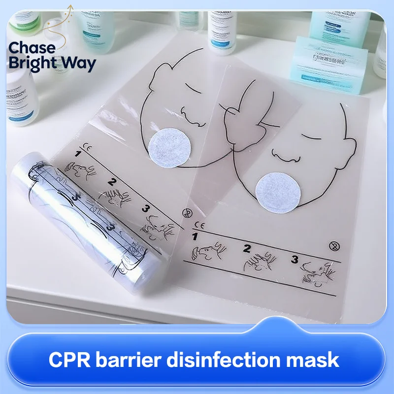 30/60PCS Portable Breathing Mask Disposable CPR Training First Aid Resuscitator Mask CPR Face Shield Roll Rescue Kit Tool