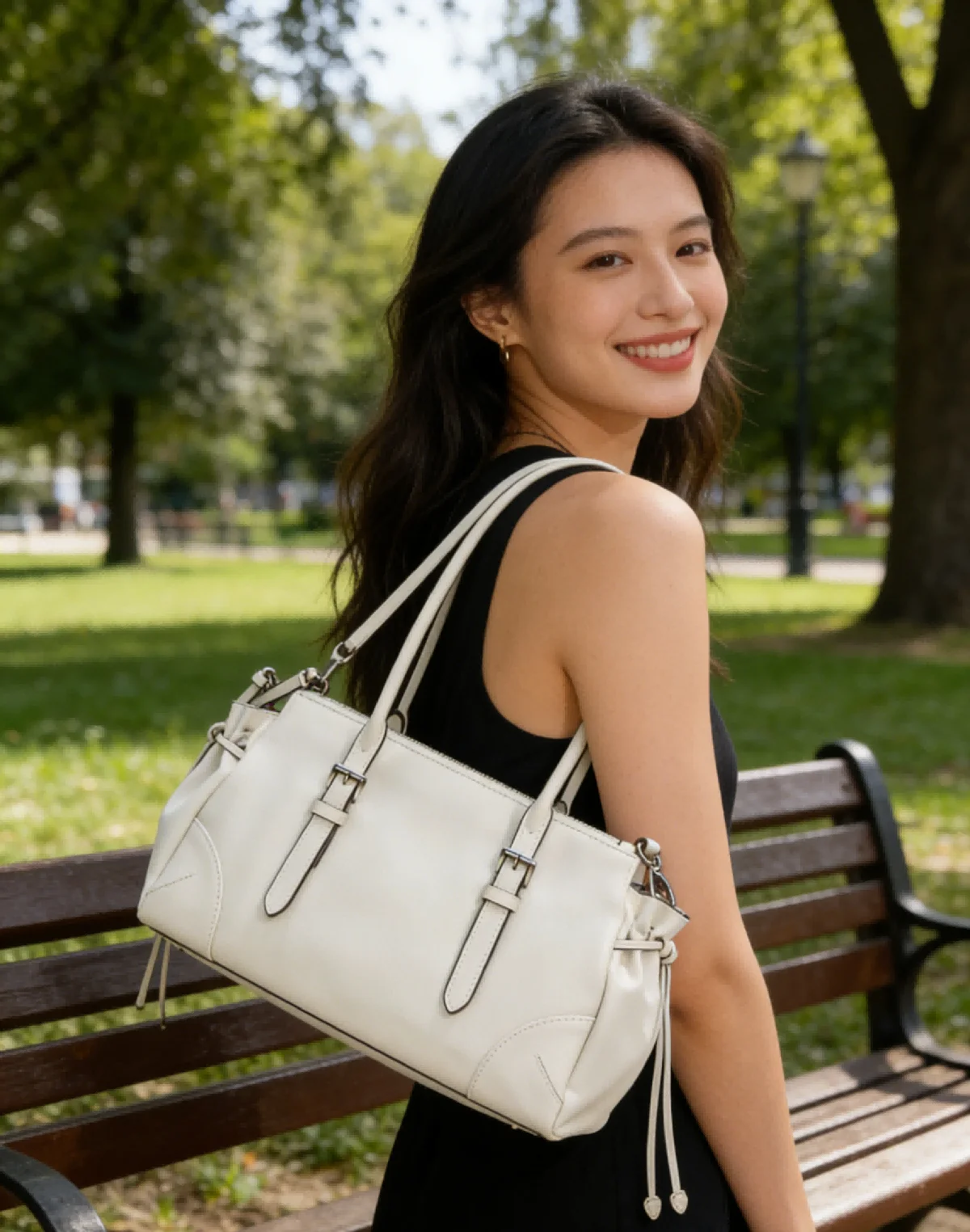 

Роскошная белая сумка-бостон с цепочкой, стильная женская сумка через плечо с верхней ручкой, идеально подходит для работы, шопинга и путешествий.