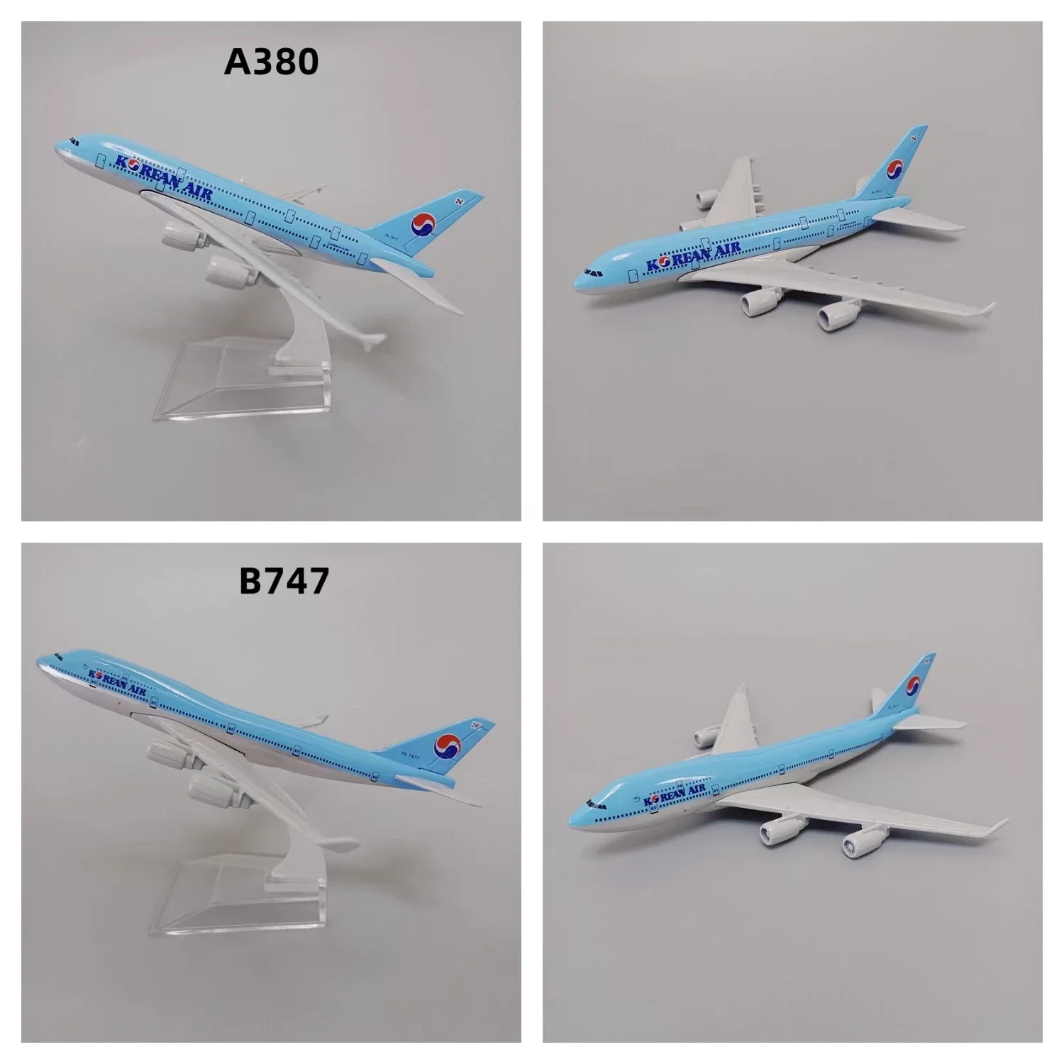 16cm Alloy Metal Korean Air Airbus A380 Airways / Boeing B747 Airlines Airplane Model Diecast Plane Model Aircraft Aeroplane